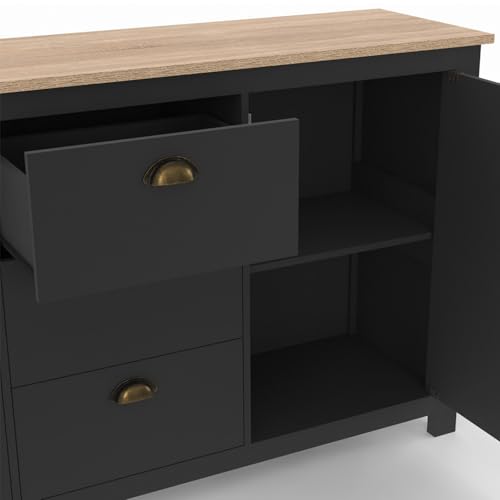 Buffet 130 cm ISIS campagne 2 portes et 3 tiroirs bois et - vue 7