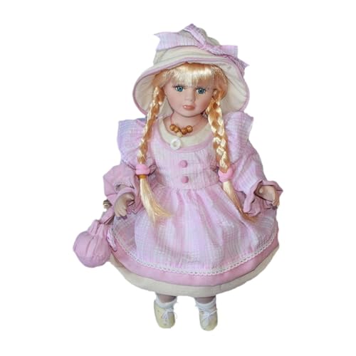 Perfeclan Figura de en Miniatura, muñeca de cerámica con Vestido, Hermosa Mujer de Antigua para Adorno del hogar, Rosa