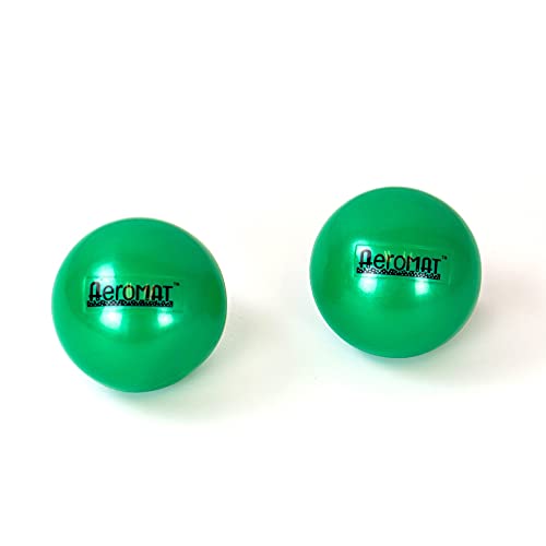 AEROMAT Mini Weight Balls - Come in Pairs - 3.5" Diameter - 1 lbs - Green - Intended for Strength Training /Rehabilitation Exercises