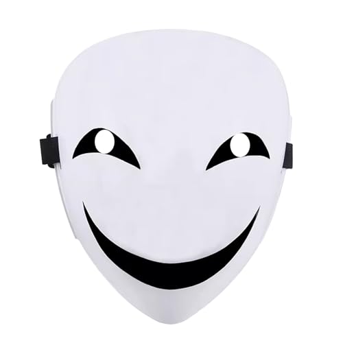 deegbbyi Máscara de Anime Bullet Kagetane Hiruko para Cosplay, Máscara de Halloween, Máscaras Fiesta Cosplay Atrezzo, Sonrisa Blanca Sin Boca, para Fiesta de Halloween, Blanco, Medium
