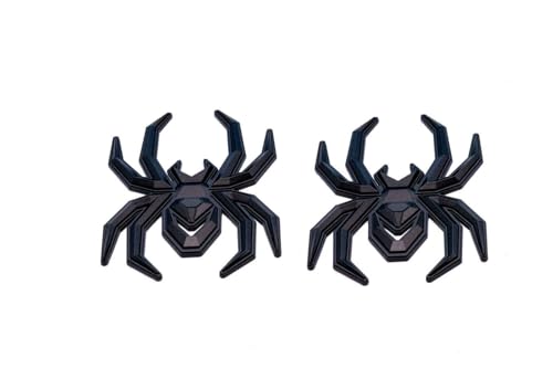 Image of 2Pcs Custom Spider Emblems Left Right Car Badge for Universal Car Body Motorcycle SUV Widow Door Edition Decoration (Matte Black)