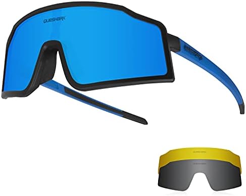 Queshark Cycling Sunglasses Bike Glasses For Men Women 1 Polarized 2 HD Lens Anti UVA UVB For MTB Road Bike Running Fishing Hiking