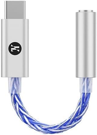 JCALLY JM6 Pro USB C Type-C to 3.5mm デュアル DAC CX31993 MAX97220 デジタルオーディオポータブルコーデックアンプ HiFi DAC モバイルヘッドセット アダプター iPhone 15 Plus Max、Galaxy S23 Ultra & Android携帯電話 (シルバーブルー)