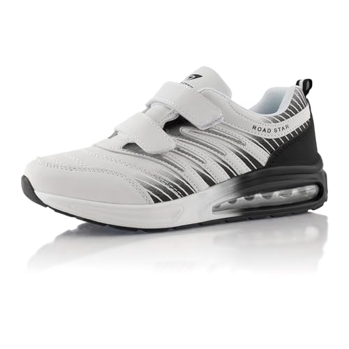 Fusskleidung® Damen Herren Laufschuhe Dämpfung Sportschuhe leichte Turnschuhe Weiss Schwarz EU 43
