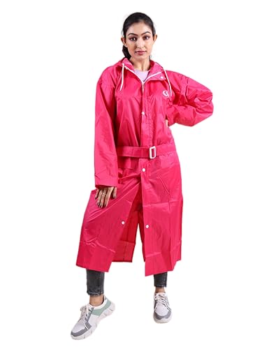 Image of Rupa Rainsuit Women Waterproof PVC Raincoat with Hood & Carry Bag | Lightweight Rainwear for Women with Front Zip | Solid Color | Standard Length | Pack of 1