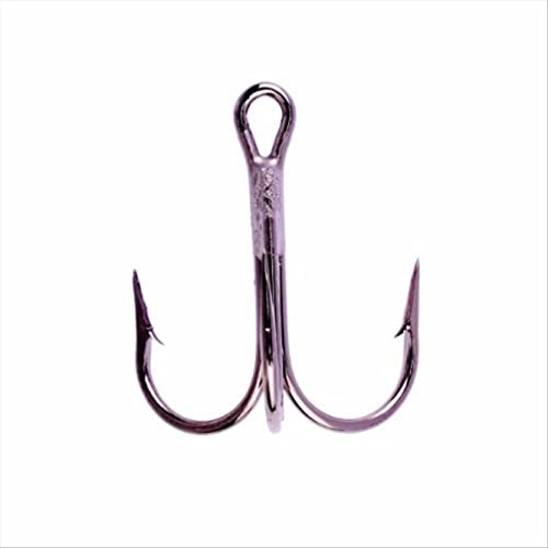 Eagle Claw Lazer 3X Treble Reg Shank Round Bend Hook, Platinum Black, 4