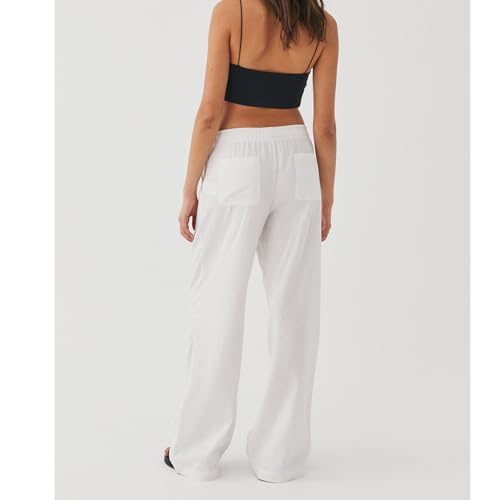 Wide Leg Pants for Women Elastic Waist Drawstring Palazzo Linen Pants Causal Summer Beach Pants with Pockets4
