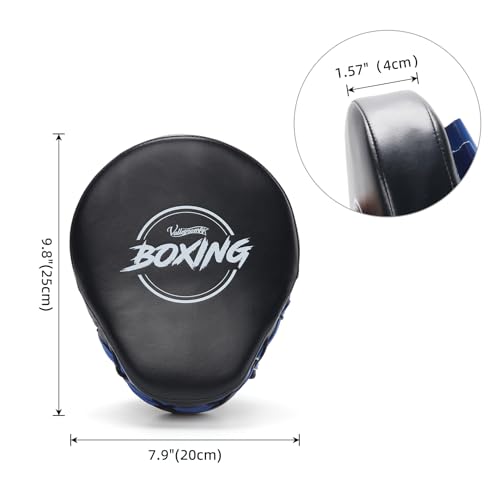 Image of Valleycomfy Boxing Curved Focus Punching Mitts- Leatherette Training Hand Pads,Ideal for Karate, Muay Thai Kick, Sparring, Dojo, Martial Arts(Blue)