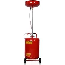 18-Gallon Portable Oil Drain Tank, Adjustable Height with Wheels, Heavy Duty Air Operated Oil Change Pan, Industrial Fluid Transfer Container for Oil Drain and Change U Shape Funnel
