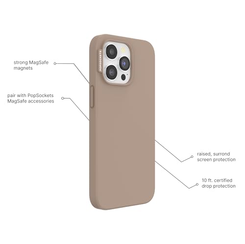 Image of PopSockets iPhone 13 Pro Phone Case with MagSafe, Wireless Charging Compatible, Brown - Latte