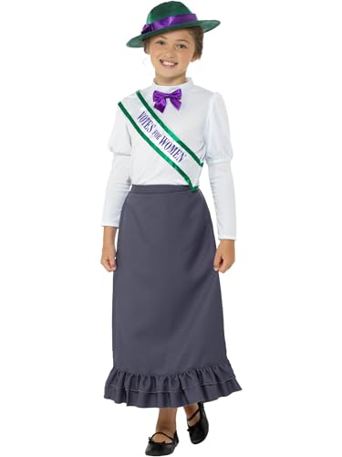 Smiffys Victorian Suffragette Costume, Grey with Skirt, Atta