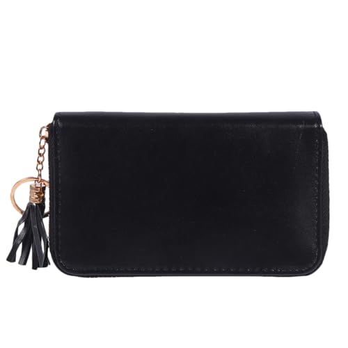 KICHOUSE Bolsa para Placas de Decoración de Uñas Negra de Cuero, Práctica y Organizadora para Nail Art, Adecuado para Profesionales y Mujeres Que Buscan Estilo Simple y Funcional