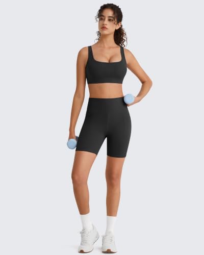 Image of G4Free BareFeel Square Neck Sports Bra Padded for Women - Strappy Y Back Crop Tank Tops Workout Camisole