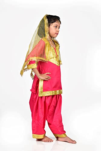 Image of BookMyCostume Punjabi Giddha Baisakhi Folk Dance Costume - Traditional Ethnic Outfit for Girls & Women | Ideal for Cultural Events, School Annual Day, Stage Performance & Traditional Festivals
