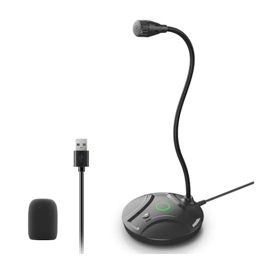 CMOCIIY Plug & Play USB Computer Microphone, Flexible Gooseneck & Mute Button LED – Desktop Microphone for Gaming, YouTube, Streaming, Compatible with Windows/Mac (1.8m /6ft)