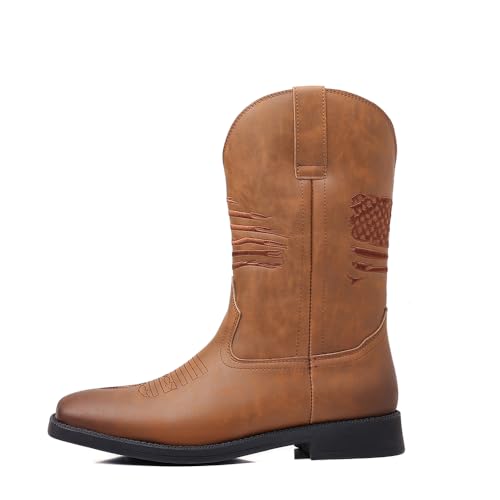 Cowboy Boots for Men Classic Embroidered Western Boots Slip Resistant Square Toe Ankle Boots Fashionable Retro Short Boots3