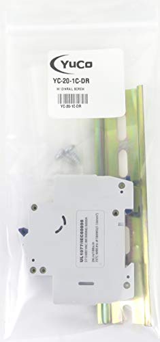 Yc-20-1C With 6" Din Rail And 2 Screws Yuco Miniature Circuit Breaker C Curve 277/480Vac 115/220Vdc (1 Pole, 20 Amp) #TOP5