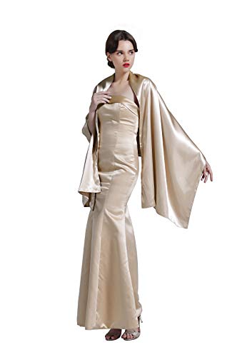 Satin Warp Scarf Shawl Bridal Stole Wedding Silky Shrug for Women's Evening Prom Party Champagne