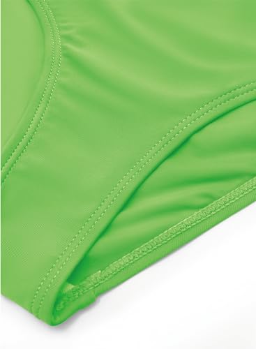 Image of SHEKINI Girls Solid Bathing Suits Kids One Piece Swimsuits U Neck Cute Swimwear