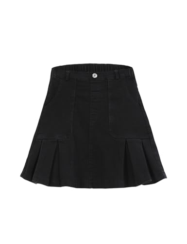 Image of 2026 Girl's Denim Skirts Elastic Waist Pleated Toddler Girls Jean Skirt Size 3-12