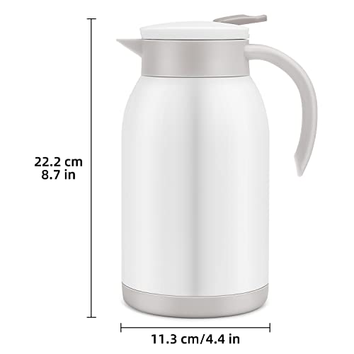 40Oz Stainless Steel Thermal Coffee Carafe, Double Walled Vacuum Thermos, Coffee Carafe Airpot,12 Hour Heat Retention, Tea, Water, Beverage And Coffee Dispenser, White #TOP7