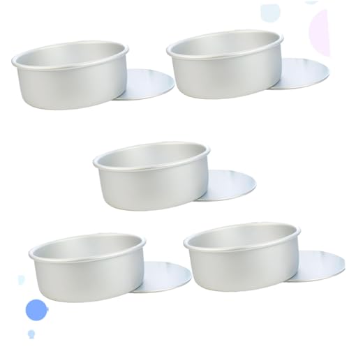 KICHOUSE 5pezzi Stampi Torte Rotondi in Lega Di Alluminio Con Fondo Rimovibile Teglia Da Forno Antiscivolo Per Dolci Mini Pasticceria Teglie Torte Antiaderenti Per Crostate e Pudding