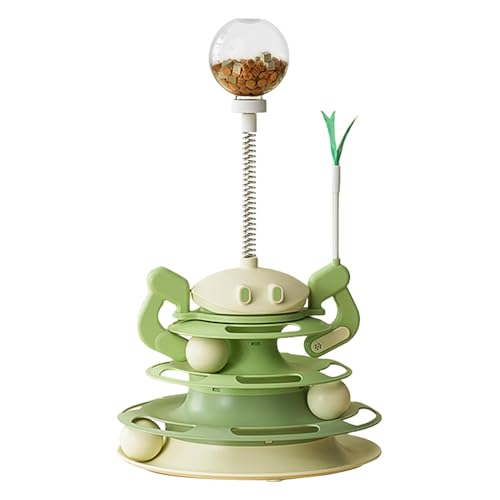 Fun Puzzle Kitten Exercise Toy, Cat Toy Ball Track, 25x25x41.5cm/9.84x9.84x16.34 Inches Compact Feather Interactive, Stable Puzz