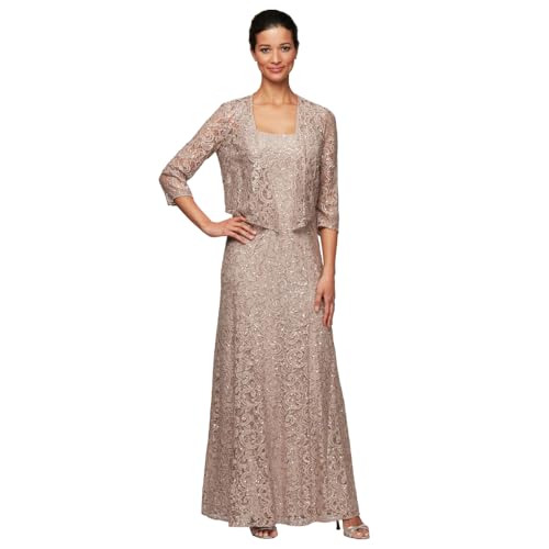 Alex Evenings Women's Long Lace Jacket Dress