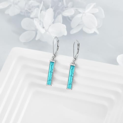 CRMAD Abalone Shell Bar Earrings for Women Sterling Silver Leverback Earrings Abalone Jewelry Gift3