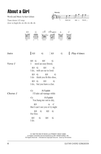 Nirvana - Guitar Chord Songbook | 40 Classic Hits with Lyrics and Easy Chord Diagrams | Play Smells Like Teen Spirit Come As You Are and Heart Shaped Box | Sheet Music Book for Guitarists