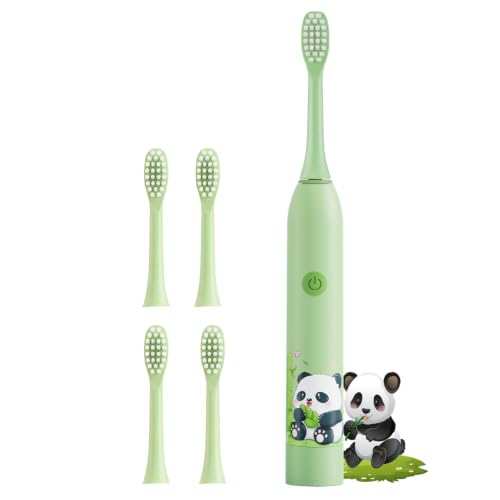 Image of Sonic Electric Toothbrush for Kids with 6 Modes, 4 Brush Heads & Rechargeable Battery, Ultra Soft Nylon Bristles, IPX7 Waterproof, Electric Power Tooth brush (Green)