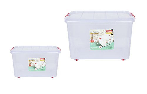 Image of ARISTO Multipurpose Plastic Rectangular 25 Ltr Storage Box /Container - Pack of 2 (Transparent), standard, (45.5 x 34 x 26 cm)