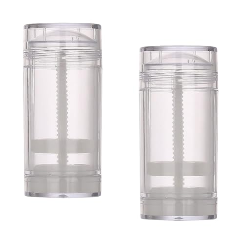 2個 75ml/70.9 g 空の透明プラスチックデオドラント容器 ツイストアップフィリングスティック ツイストアップボトムフィリング リップクリームチューブ DIY デオドラントクレヨン用