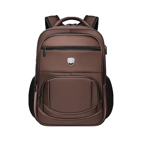Mochila À Prova d'Água com Carregamento USB - Grande Capacidade para Escola, Trabalho ou Viagens Curtas (Marrom)
