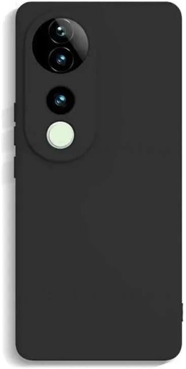 Case for Vivo V40, Case for Vivo V40 Pro Liquid Gel Rubber Bumper Case with Soft Microfiber Lining Cushion Slim Shockproof Protective with Camera Protection Cover for Vivo V40 / Vivo V40 Pro (Black)