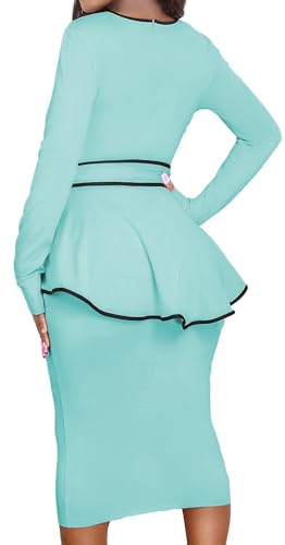 Image of MOJICK Vintage Dress for Women Ruffle Bodycon Keyhole
