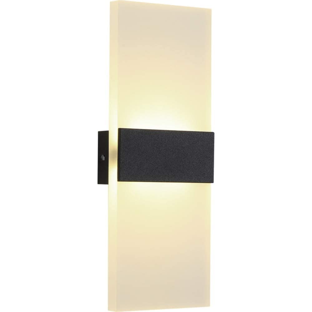 Minimalistische LED-Wandleuchte aus Acryl, 12 W, mit Streifen aus Aluminiumlegierung, moderne Wandleuchte für Wohnzimmer, Schlafzimmer, Flur, Treppen, Flur, Weiß (schwarzes, warmes Licht