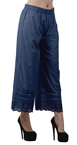 Casual Solid Wide Leg Palazzo Pants for Women's Cotton Ethnic Bottom, XS-3XL2