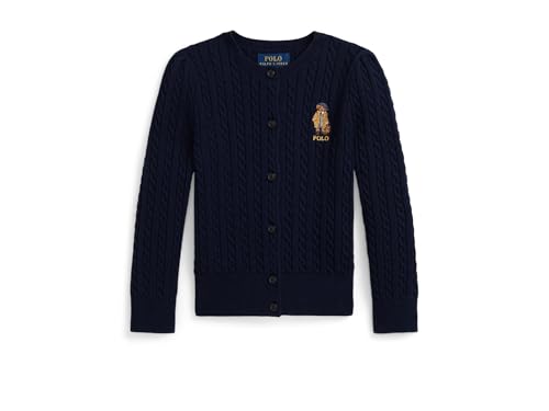 POLO RALPH LAUREN Girls' Polo Bear Mini-Cable Cotton Cardigan (Toddler/Little Kids)