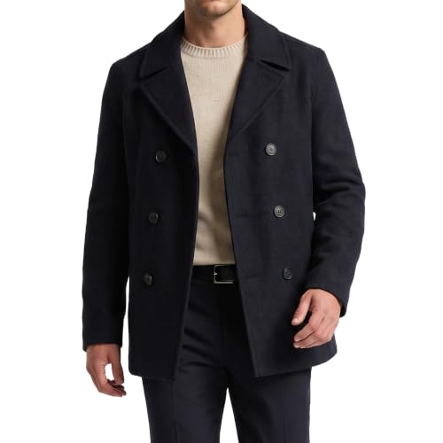 Image of Nautica Men's Wool Blend Peacoat - Double-Breasted Winter Coat, Regular, Big & Tall Sizes