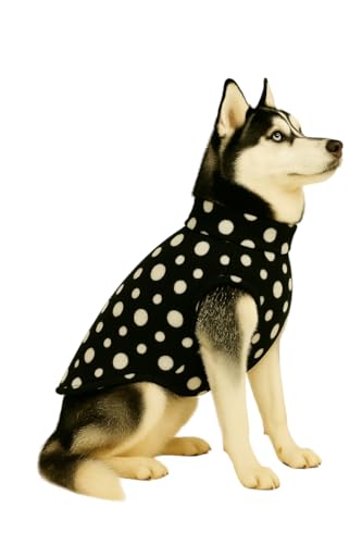 Image of The Pets Company Dog Winter Coat Jacket, Cloth, Windproof, Light Weight, Washable, Ultra Warm Thick Fleece Lined Dog Vest for Cold Weather Protection, (Polka Black Cherry, Med - Large - 22 Inch)