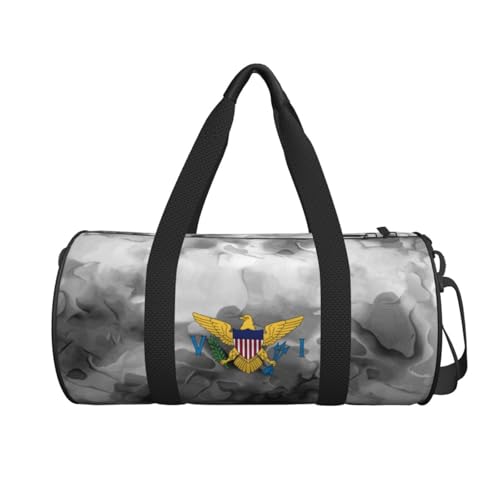 United States Virgin Islands Flag Convertible Garment Bag with Shoulder Strap, Carry on Garment Duffel Bag for Men Women - Rolling Foldable for Travel Luggage Bags (Black)2