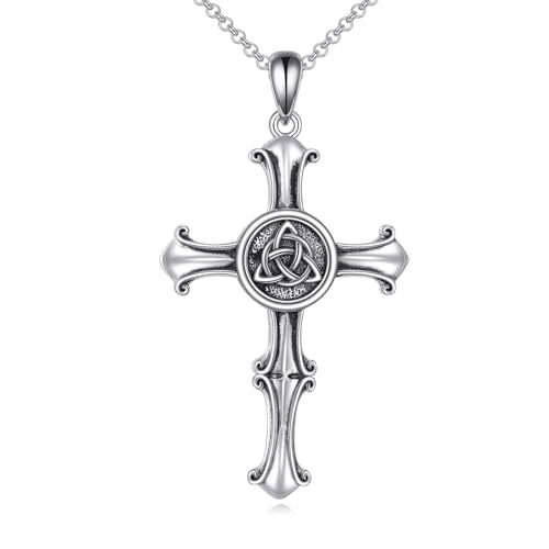 Bijoux cadeau collier croix religieuse POPLYKE en argent sterling pour anniversaire et fêtes