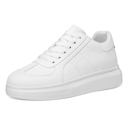 Baskets Blanches décontractées à Plateforme et Talon compensé, pour Un Confort Optimal au Quotidien. Semelle intérieure rembourrée et Style Moderne.