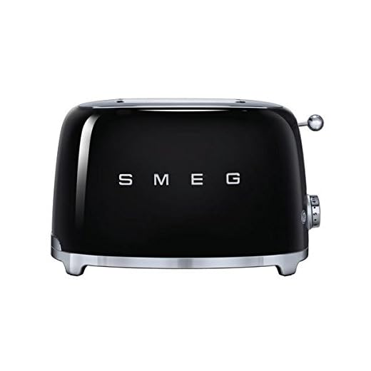 Smeg TSF01BLUS - Tostadora de 2 rebanadas estilo retro de los 50, color negro