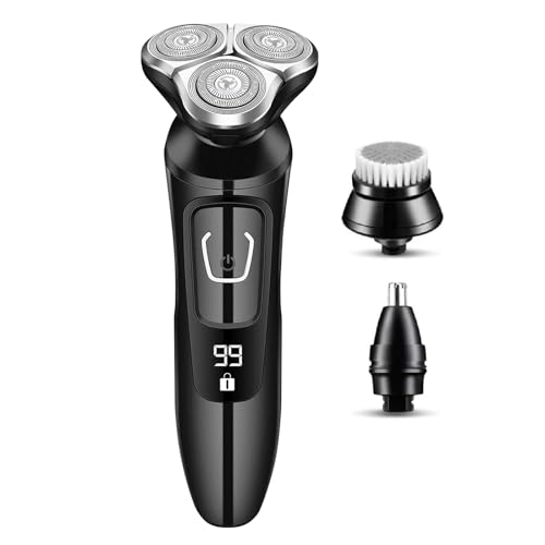 Hugdew Electric Razor for Men, Rechargeable Electric Shaver, Waterproof Wet Dry Shaver, Cordless Razor (Gray+Accessories)