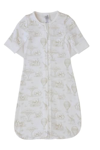 Image of The Butterfly Swaddle: Safe Organic Newborn Baby Sleep Sack & Wrap Blanket | Natural Transitional Accessory for Calming Sleep Support (Oat Safari, Small 7-12 lbs)