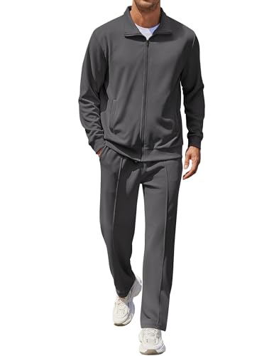 COOFANDY Men's Casual Sweatsuit 2 Piece Athletic Full Zip Tracksuit Jacquard Jogging Set Fashion Jackets And Pants Outfit