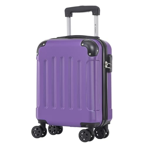 YONSLY Trolley Koffer Suitcase, Reisekoffer, Rollkoffer Handgepäck, Hartschalenreisekoffer mit 4 Rollen 360°, Zahlenschloss, Weicher Gummigriff für Reisen, Camping (S, Lila)