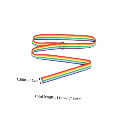 LIFKOME Long Woven Belt Fashion Rainbow Waist Suspenders D-ring Belt for Women2
